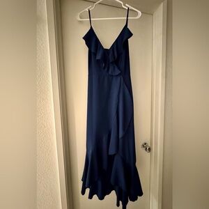 Chic Asymmetrical Navy Dress